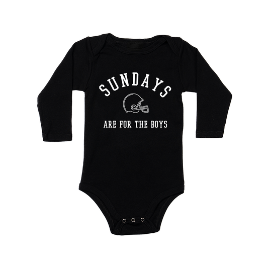 Sundays Are For The Boys (White) - Bodysuit (Black, Long Sleeve)