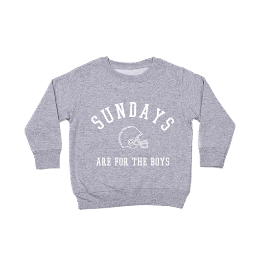 Sunday's Are For The Boys (White) - Kids Sweatshirt (Heather Gray)