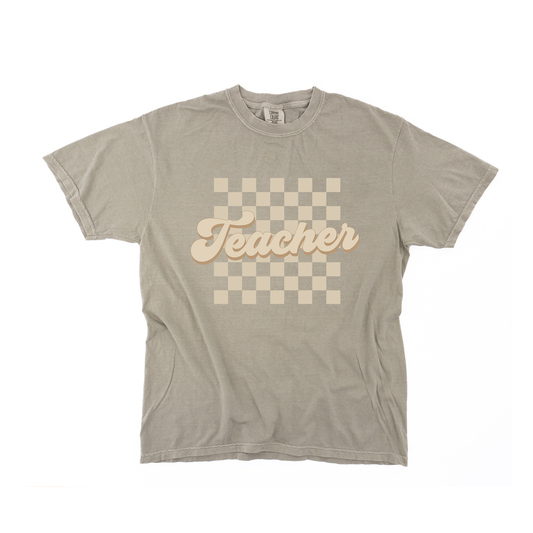 Teacher Checkered (Tan) - Tee (Sandstone)