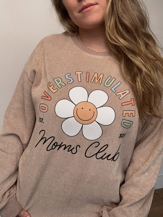 Overstimulated Moms Club - Waffle Pullover (Khaki)