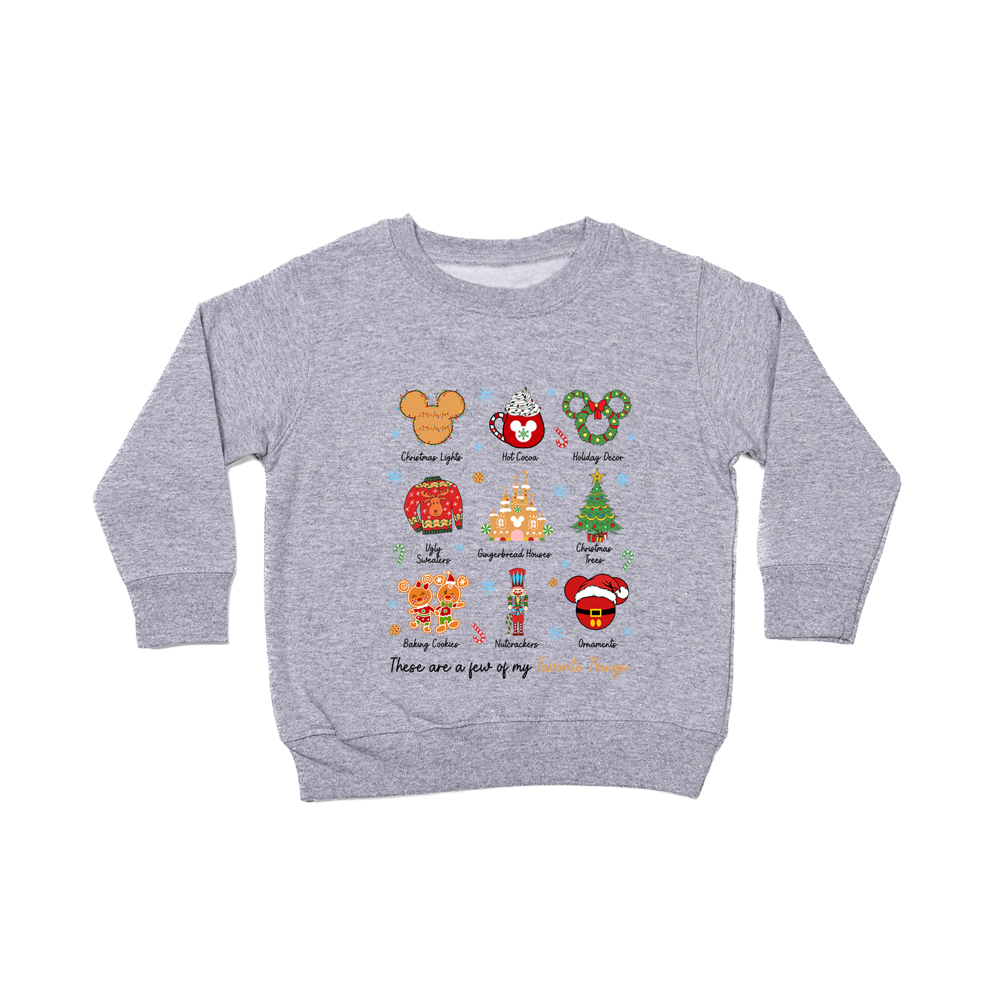 These Are A Few of My Favorite Things (Christmas Magic Mouse) - Kids Sweatshirt (Heather Gray)