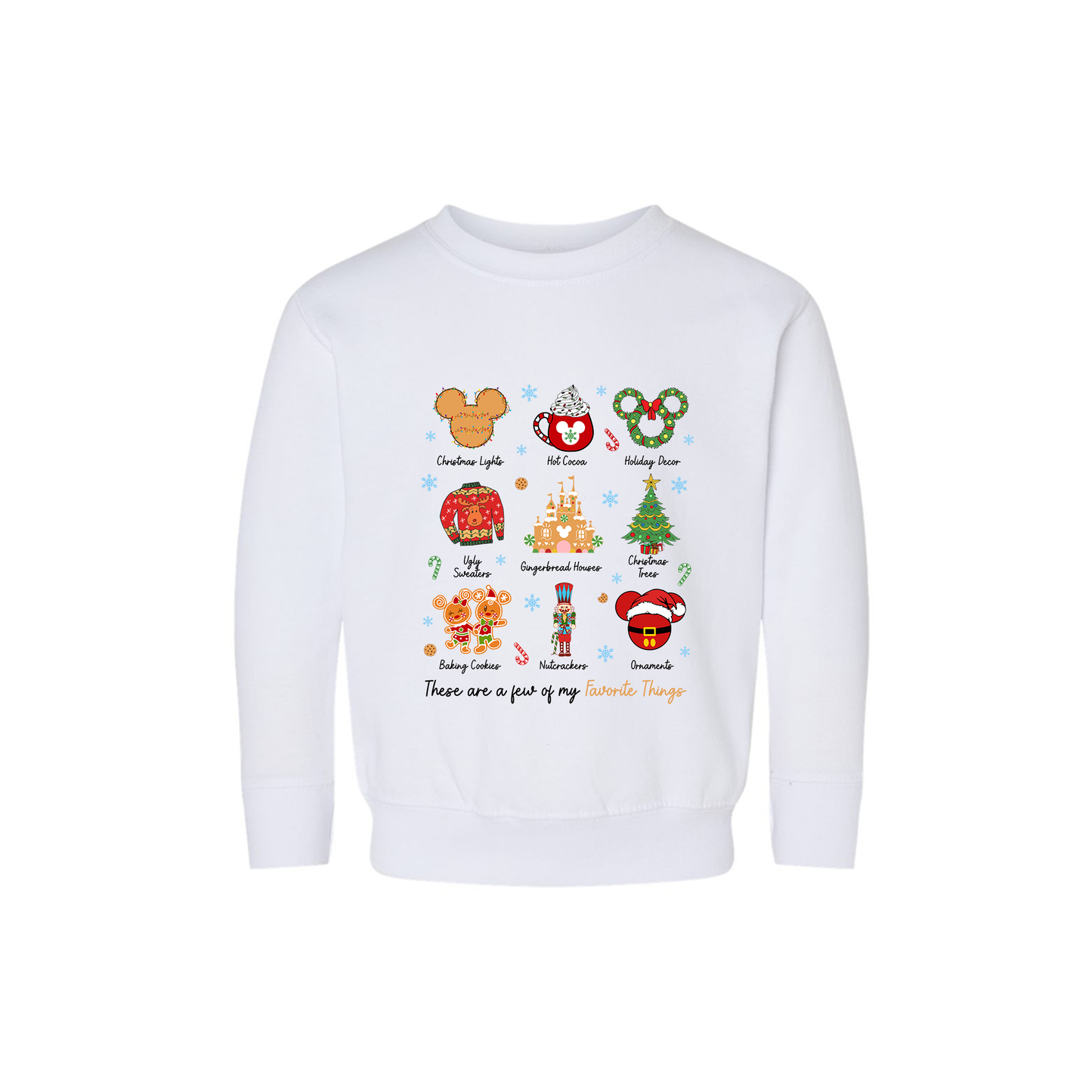 These Are A Few of My Favorite Things (Christmas Magic Mouse) - Kids Sweatshirt (White)