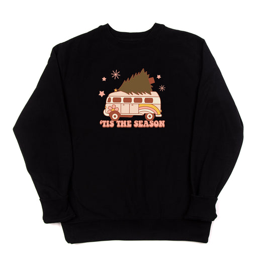 Tis the Season Retro Van - Heavyweight Sweatshirt (Black)