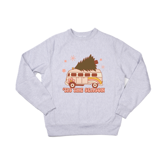 Tis the Season Retro Van - Heavyweight Sweatshirt (Heather Gray)