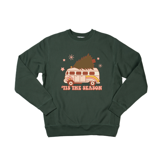 Tis the Season Retro Van - Heavyweight Sweatshirt (Pine)