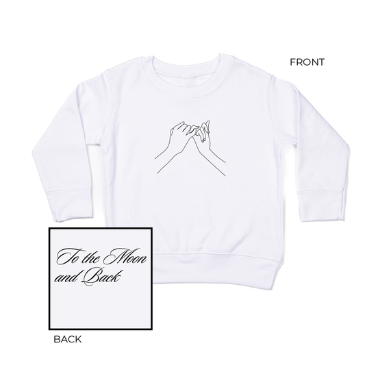 To The Moon and Back, Pinky Promise (Front & Back) - Kids Sweatshirt (White)