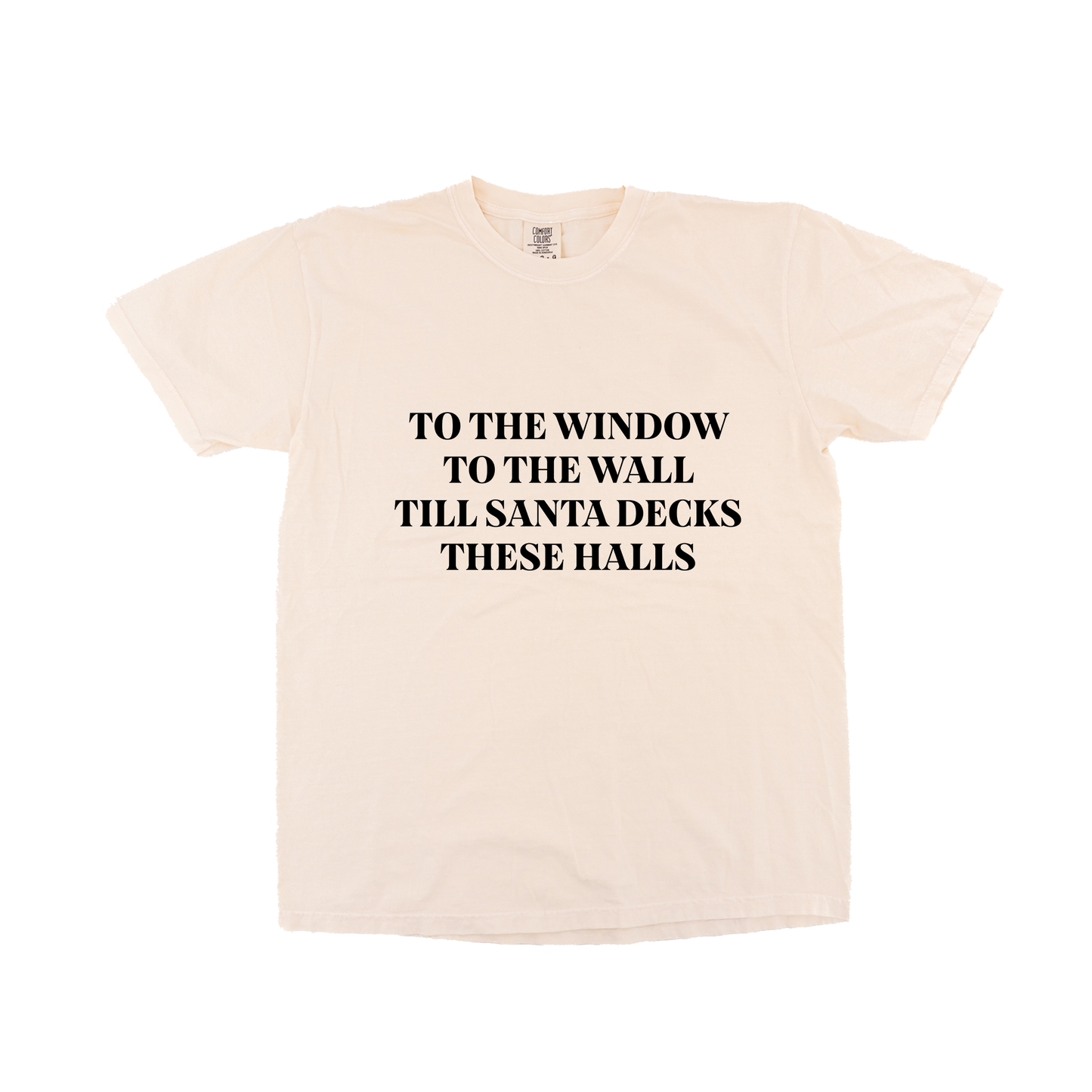 To the Window, To the Wall, Till Santa Decks these Halls (Black) - Tee (Vintage Natural, Short Sleeve)