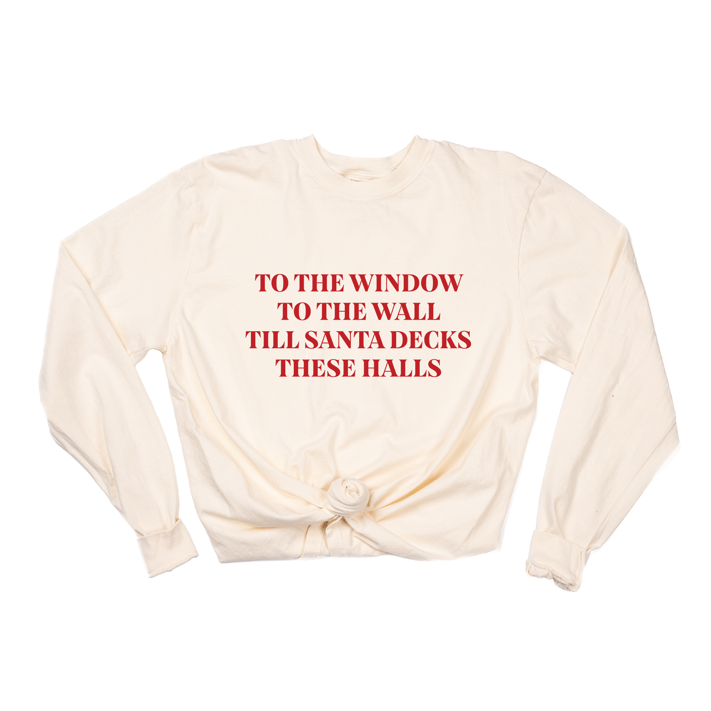 To the Window, To the Wall, Till Santa Decks these Halls (Red) - Tee (Vintage Natural, Long Sleeve)