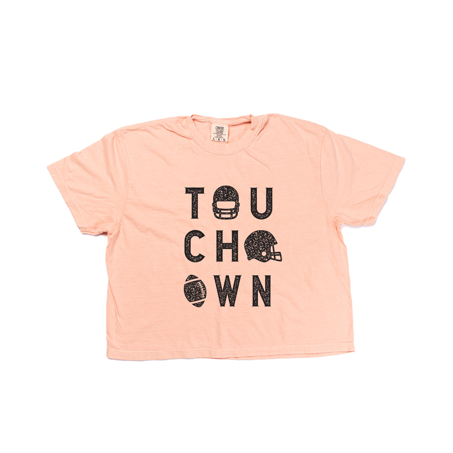 Touchdown (Distressed) - Cropped Tee (Peach)