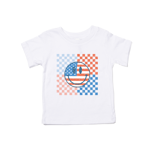 USA Smiley (Checkered) - Kids Tee (White)