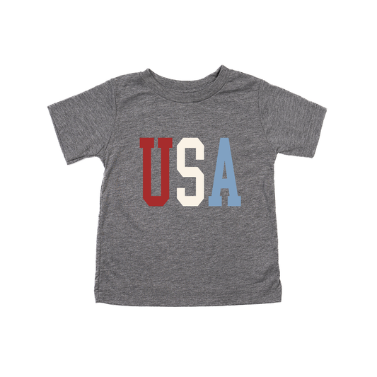 USA Varsity (Red, White, Blue) - Kids Tee (Gray)