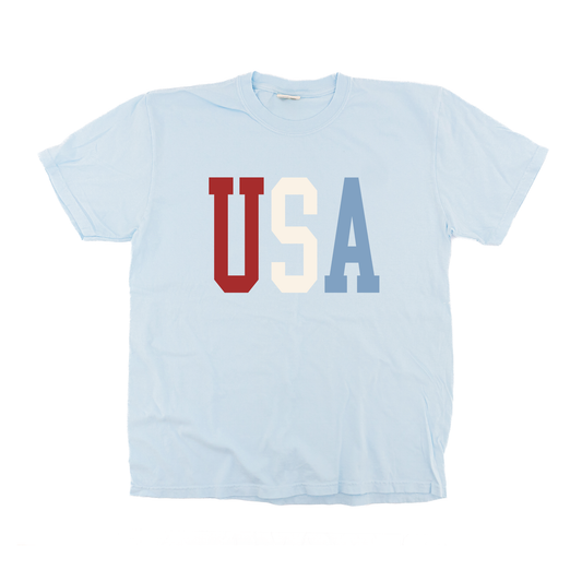 USA Varsity (Red, White, Blue) - Tee (Pale Blue)