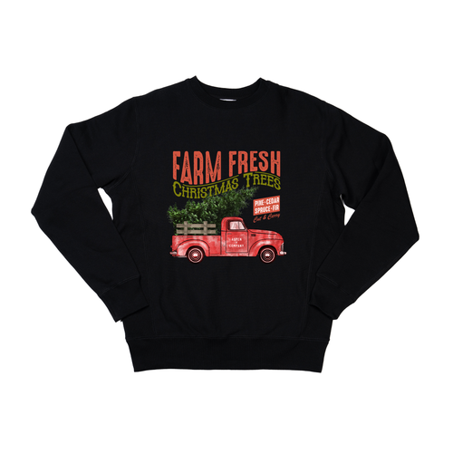Vintage Farm Fresh Christmas Trees (Truck) - Heavyweight Sweatshirt (Black)