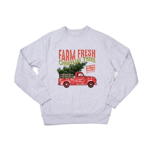 Vintage Farm Fresh Christmas Trees (Truck) - Heavyweight Sweatshirt (Heather Gray)