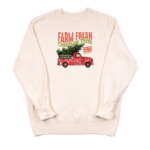 Vintage Farm Fresh Christmas Trees (Truck) - Heavyweight Sweatshirt (Natural)