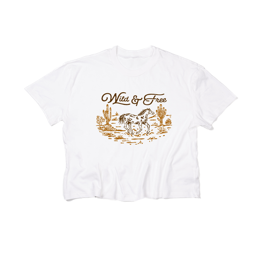 Vintage Wild & Free - Cropped Tee (White)