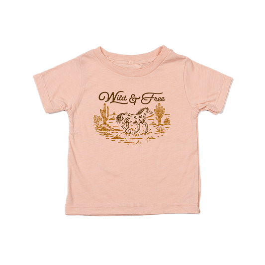 Vintage Wild & Free - Kids Tee (Peach)