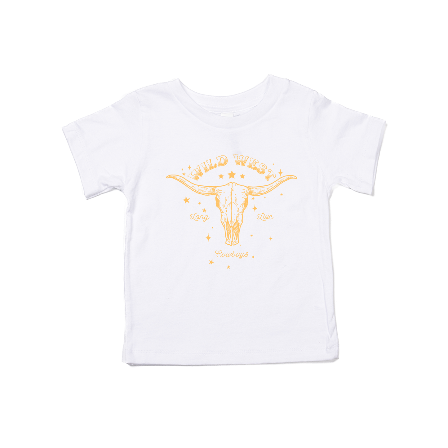 Wild West Long Live Cowboys (Mustard) - Kids Tee (White)