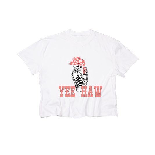 Yee Haw Selfie Skeleton - Cropped Tee (White)