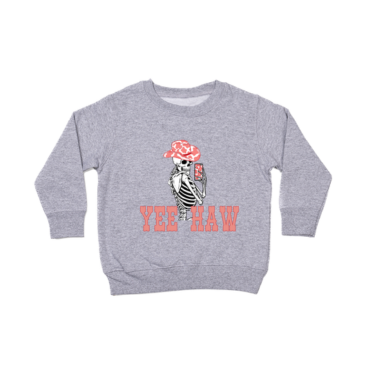 Yee Haw Selfie Skeleton - Kids Sweatshirt (Heather Gray)