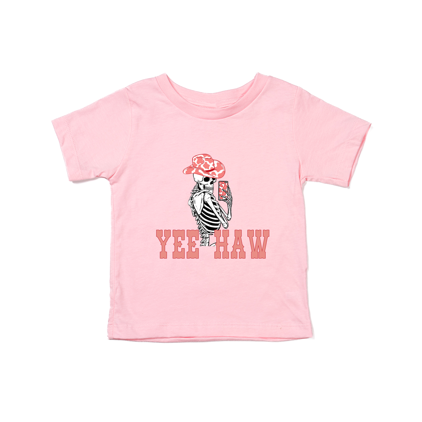 Yee Haw Selfie Skeleton - Kids Tee (Pink)