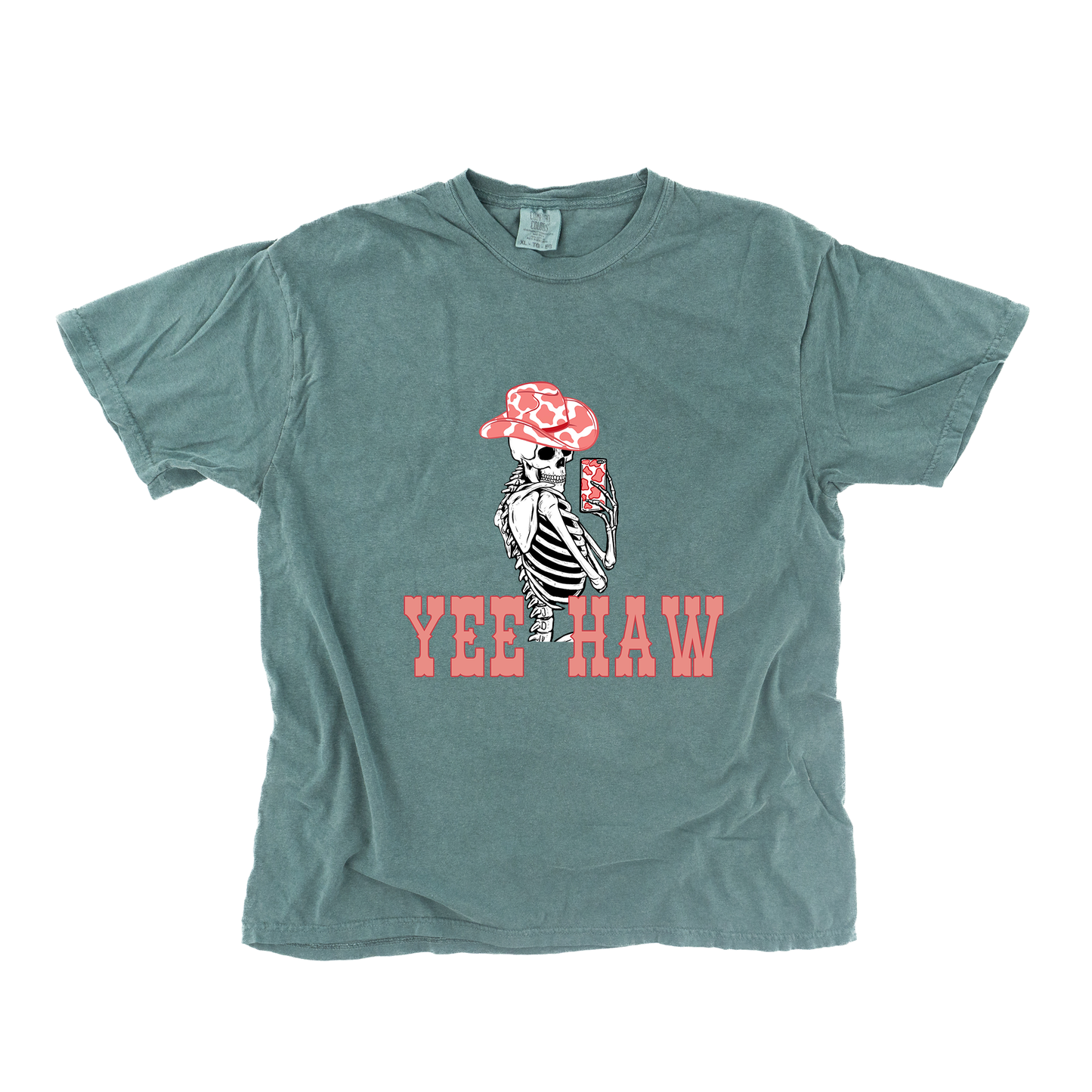 Yee Haw Selfie Skeleton - Tee (Blue Spruce)