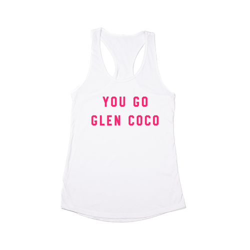 You Go Glen Coco (Hot Pink) - Women's Racerback Tank Top (White)