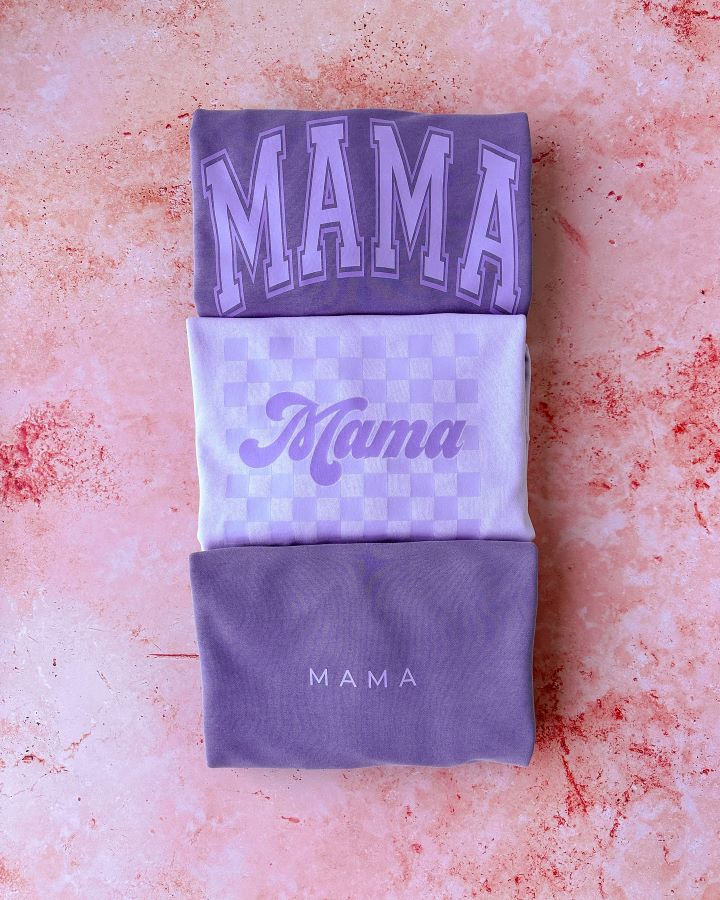 Mama (Checkered, Purple) - Sweatshirt (Pale Purple)
