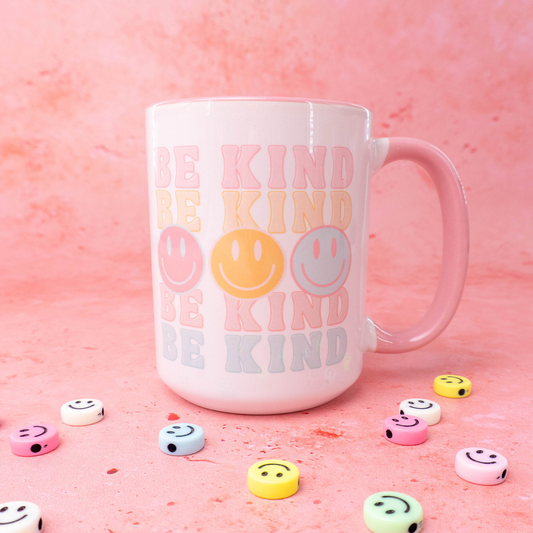 Be Kind - Coffee Mug (Pink Handle & Inside)