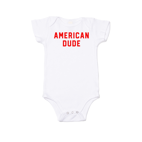 American Dude (Red) - Bodysuit (White, Short Sleeve)