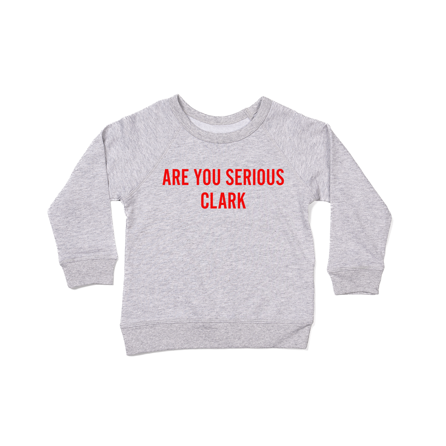 Are You Serious Clark (Red) - Kids Sweatshirt (Heather Gray)