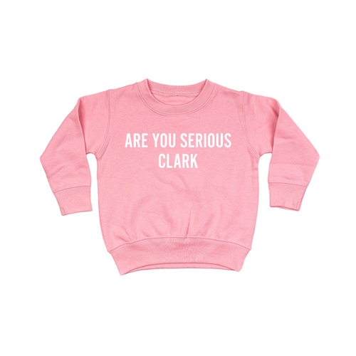 Are You Serious Clark (White) - Kids Sweatshirt (Pink)