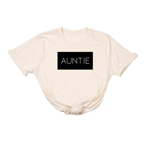 Auntie (Boxed Collection, Black Box/White Text, Across Front) - Tee (Natural)