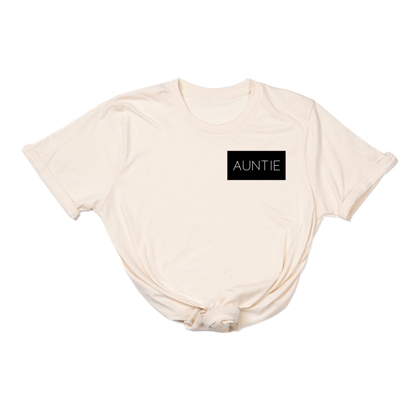 Auntie (Boxed Collection, Pocket, Black Box/White Text) - Tee (Natural)