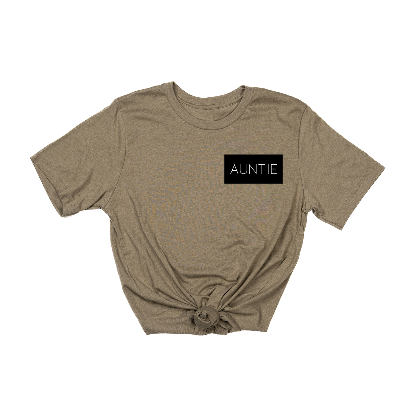 Auntie (Boxed Collection, Pocket, Black Box/White Text) - Tee (Olive)