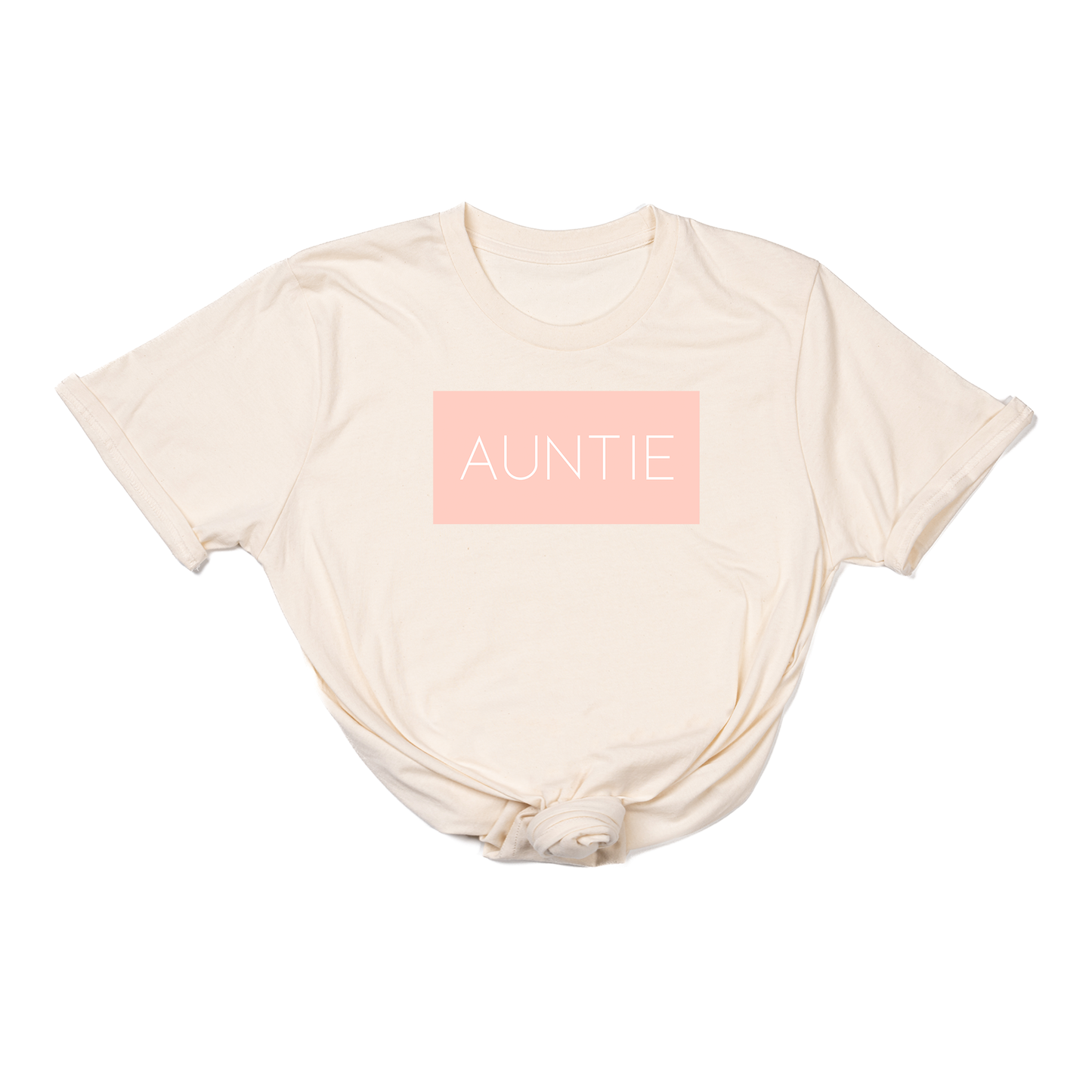 Auntie (Boxed Collection, Ballerina Pink Box/White Text, Across Front) - Tee (Natural)