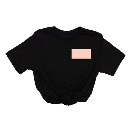 Auntie (Boxed Collection, Pocket, Ballerina Pink Box/White Text) - Tee (Black)