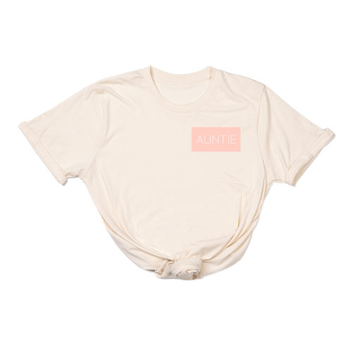 Auntie (Boxed Collection, Pocket, Ballerina Pink Box/White Text) - Tee (Natural)