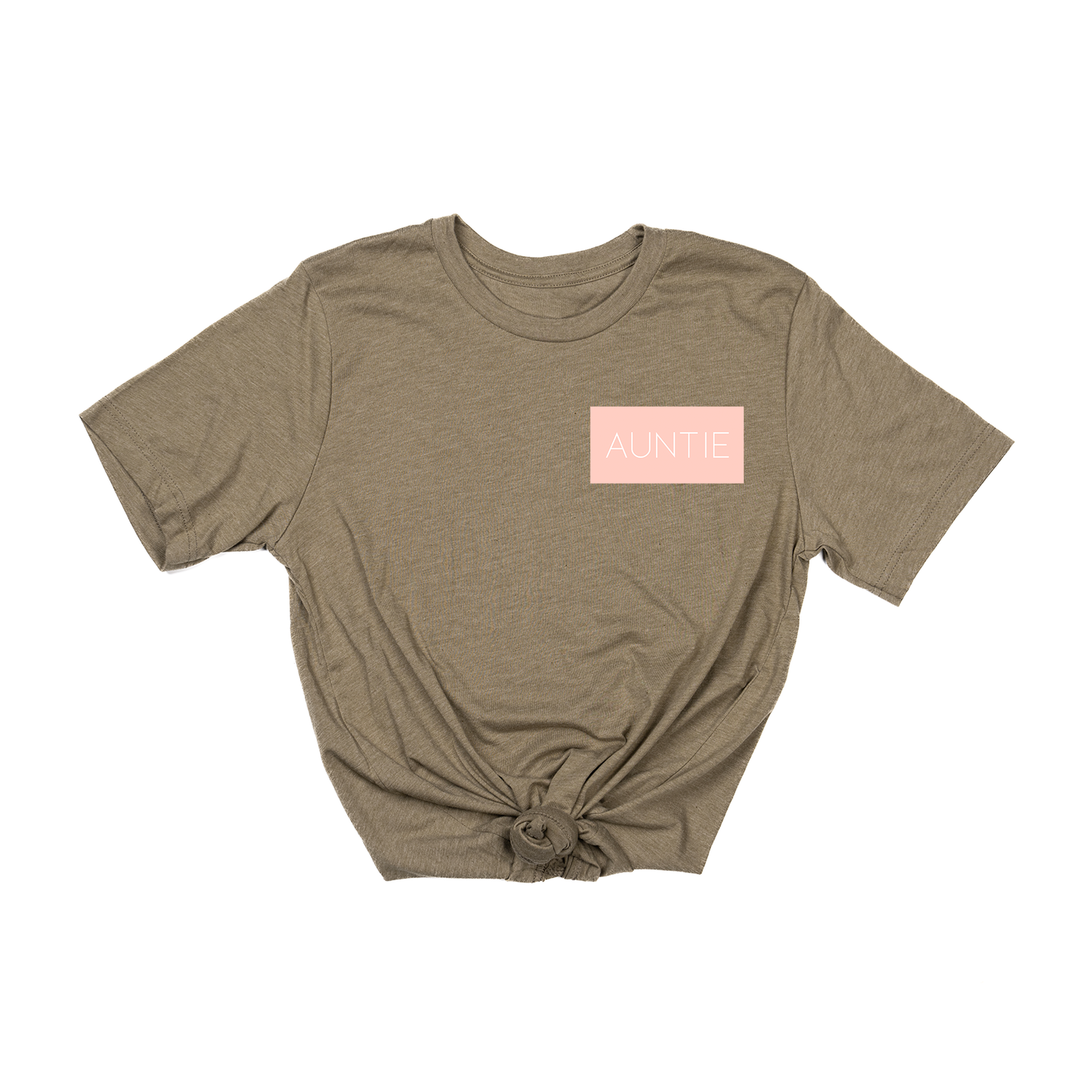 Auntie (Boxed Collection, Pocket, Ballerina Pink Box/White Text) - Tee (Olive)