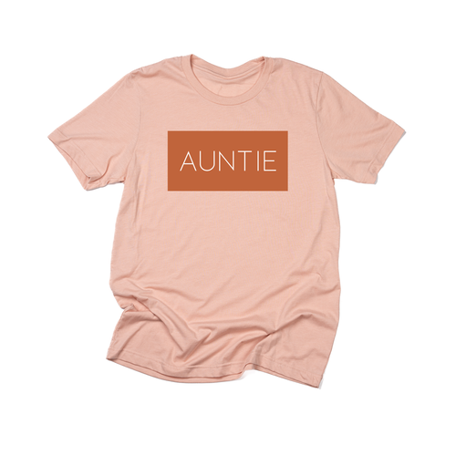 Auntie (Boxed Collection, Rust Box/White Text, Across Front) - Tee (Peach)
