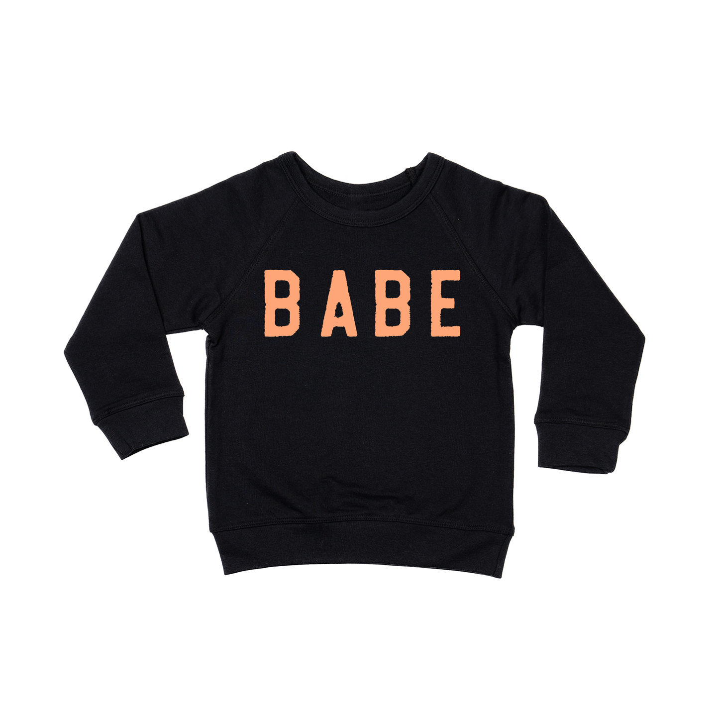 BABE (Rough, Peach) - Kids Sweatshirt (Black)