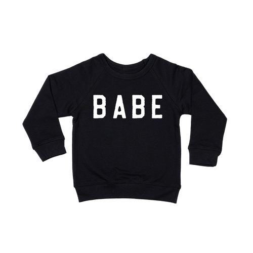 BABE (Rough, White) - Kids Sweatshirt (Black)