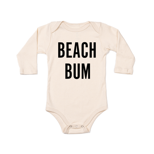 BEACH BUM (Black) - Bodysuit (Natural, Long Sleeve)
