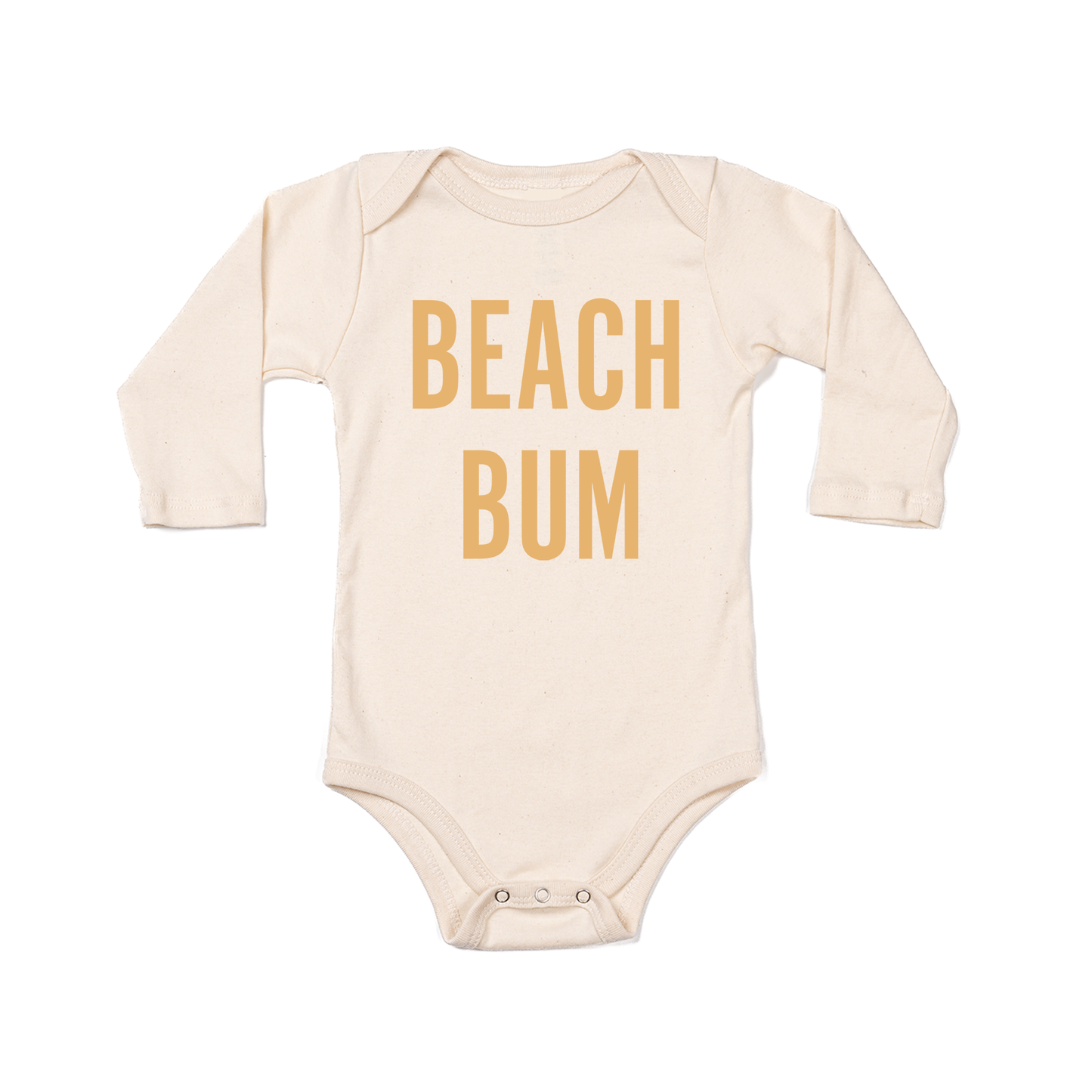 BEACH BUM (Mustard) - Bodysuit (Natural, Long Sleeve)