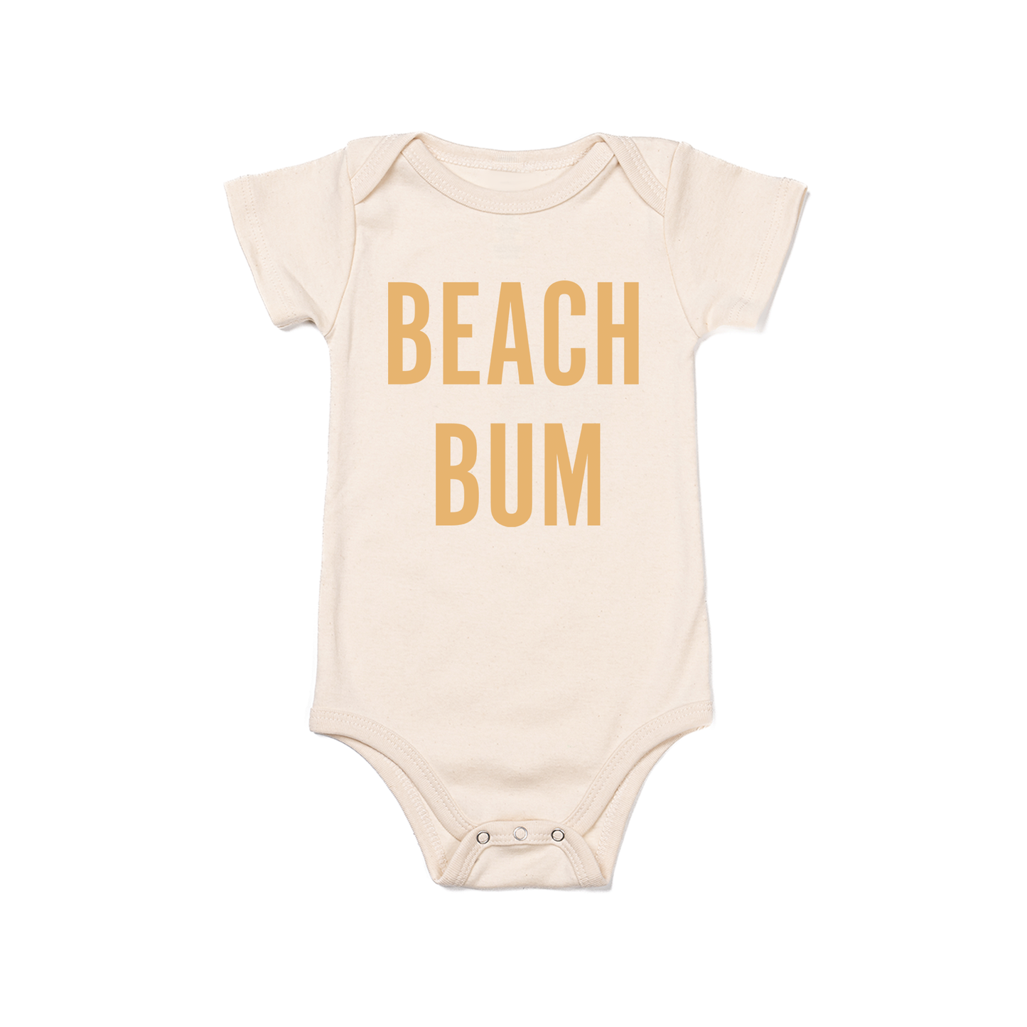 BEACH BUM (Mustard) - Bodysuit (Natural, Short Sleeve)