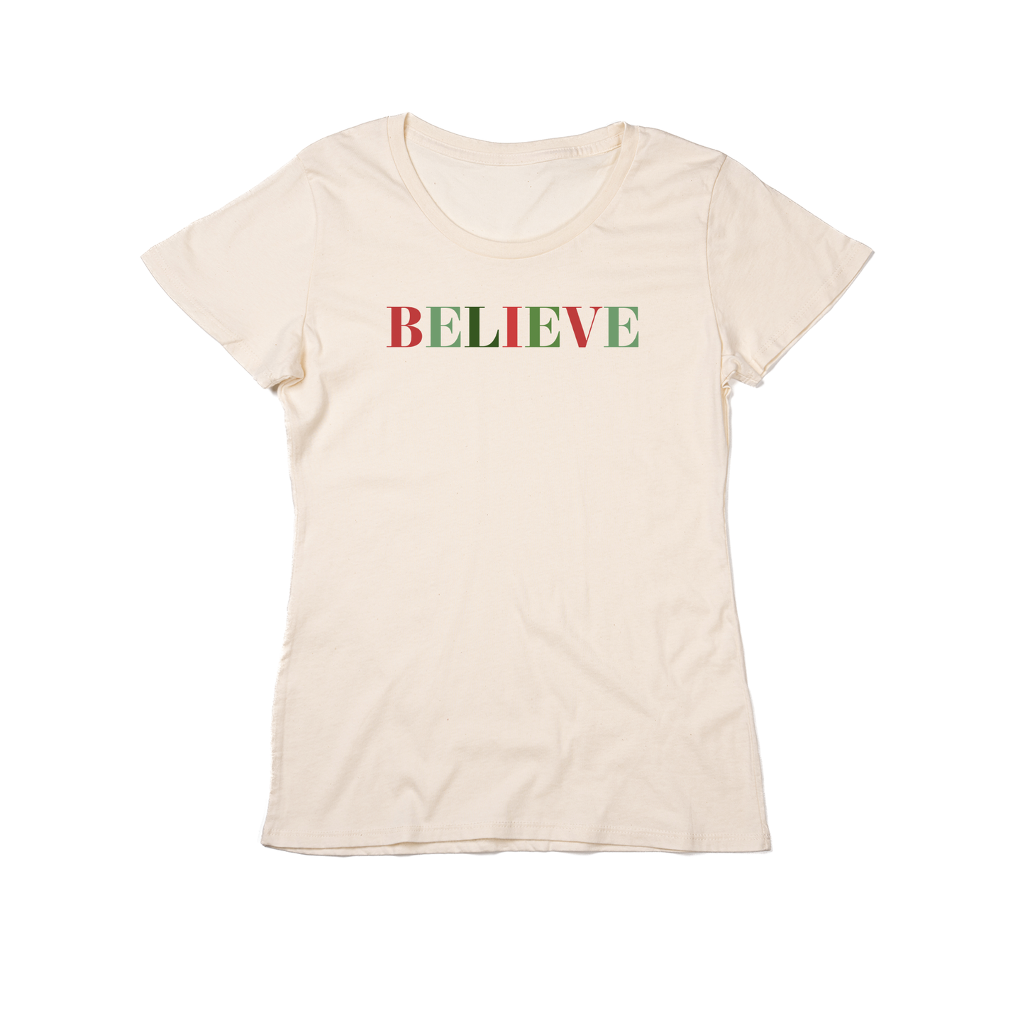 BELIEVE (Multi Color) - Women's Fitted Tee (Natural)
