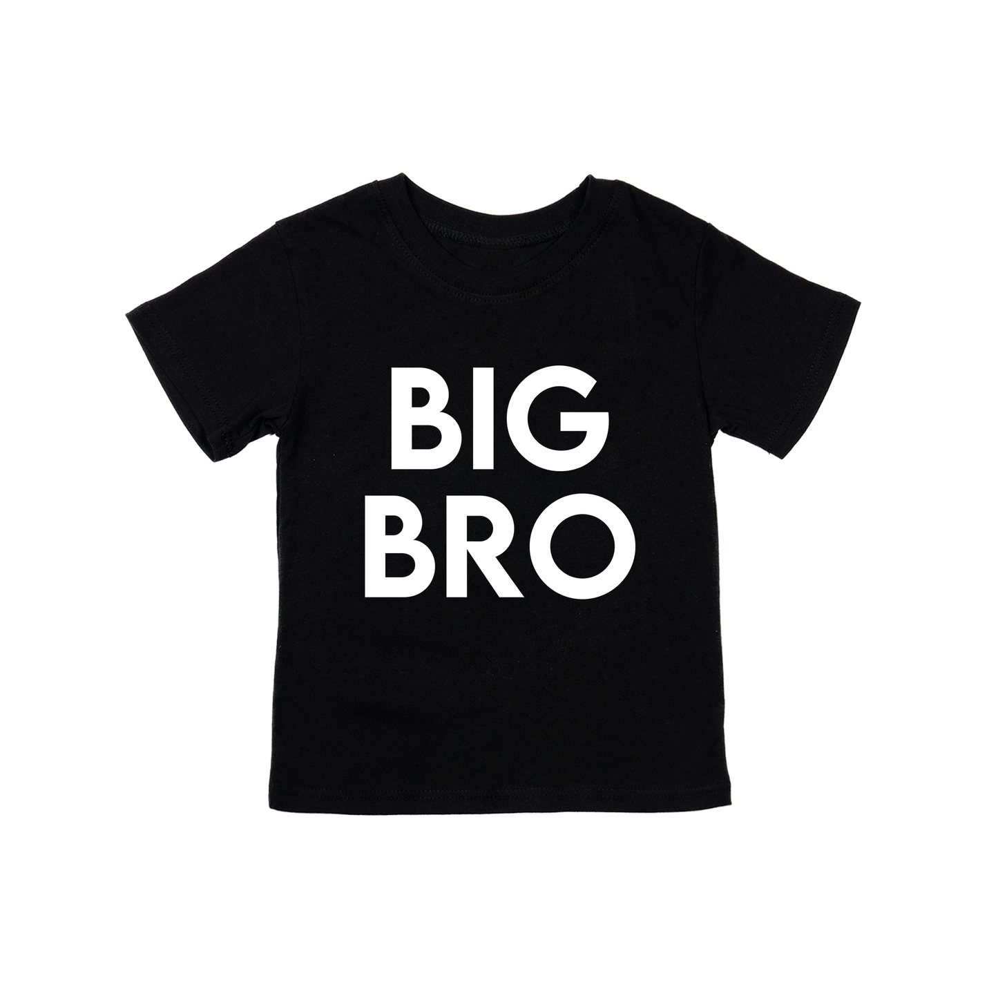 BIG BRO (Stacked Bold, White) - Kids Tee (Black)