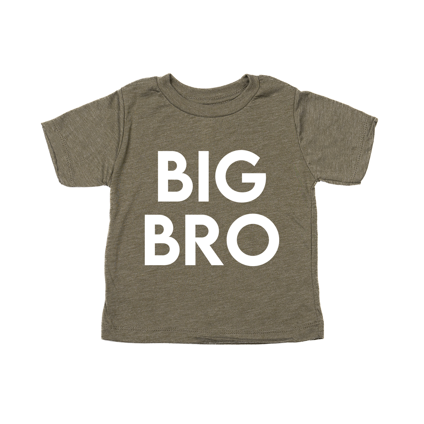 BIG BRO (Stacked Bold, White) - Kids Tee (Olive)