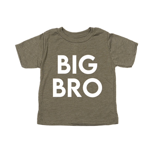 BIG BRO (Stacked Bold, White) - Kids Tee (Olive)