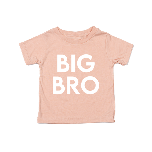 BIG BRO (Stacked Bold, White) - Kids Tee (Peach)